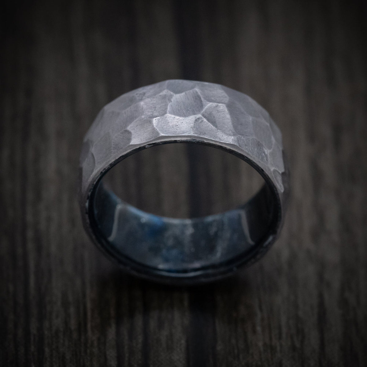 Leonidas XIII - Tantalum and DiamondCast Sleeve Hammered Men's Wedding Ring - view 2 - Nura Lab