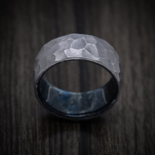 Leonidas XIII - Tantalum and DiamondCast Sleeve Hammered Men's Wedding Ring - view 2 - Nura Lab
