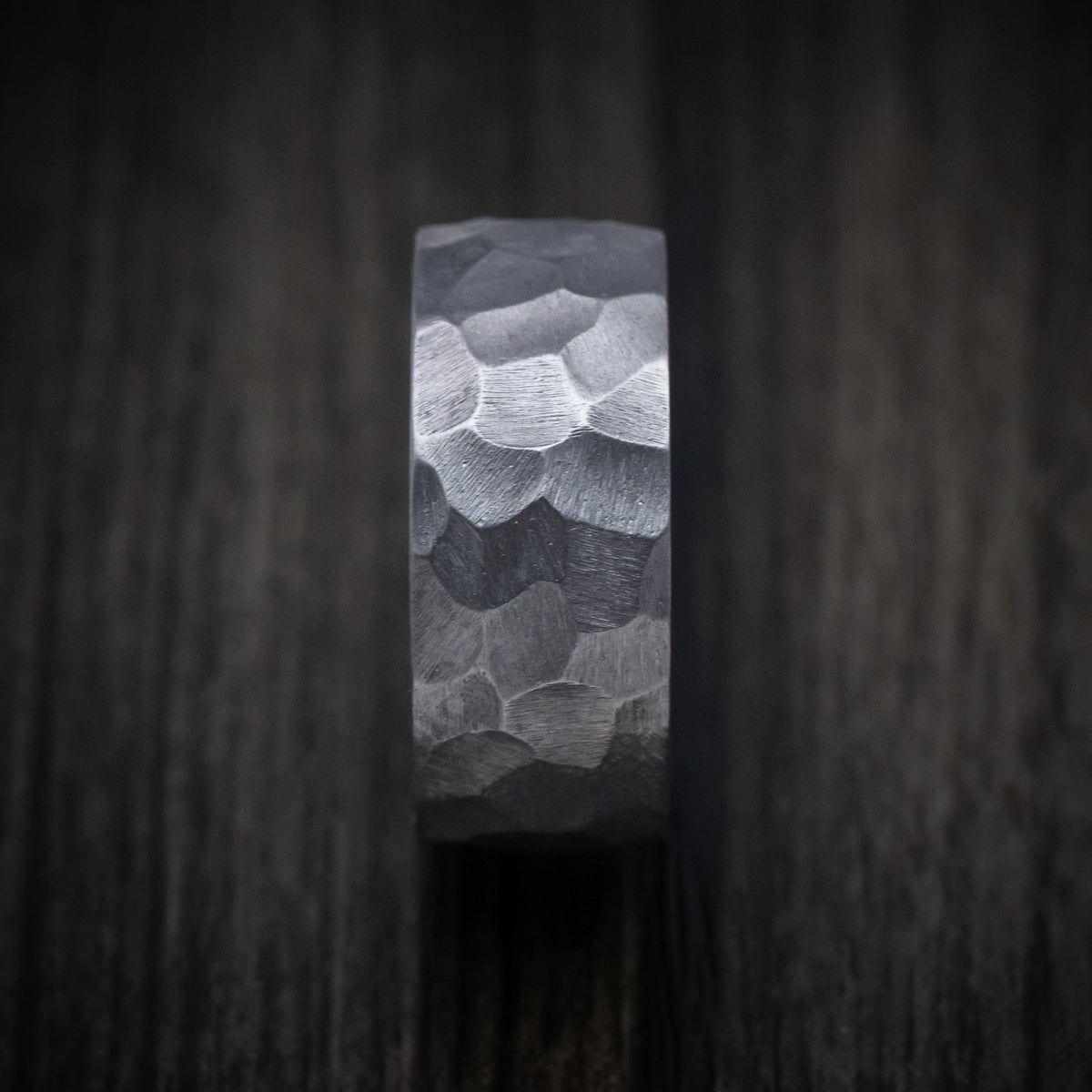 Leonidas XIII - Tantalum and DiamondCast Sleeve Hammered Men's Wedding Ring - view 3 - Nura Lab