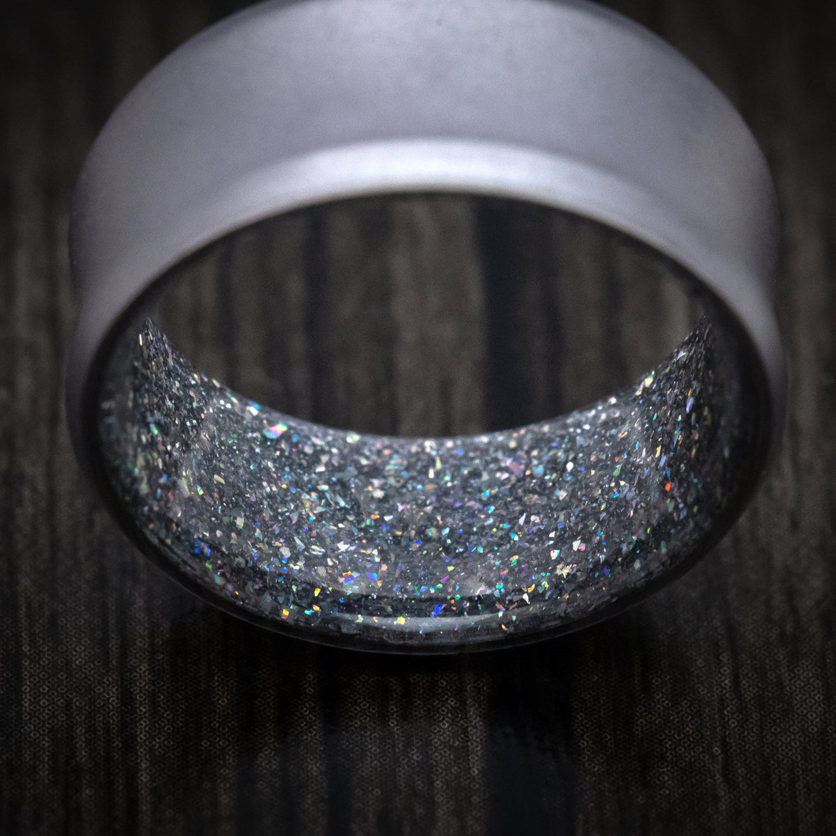 Commander XIII - Tantalum and DiamondCast Sleeve Concave Men's Wedding Ring - view 3 - Nura Lab