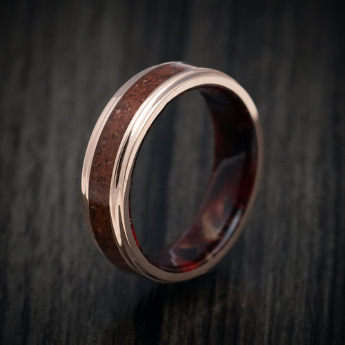 Kauri XVI - 14K Gold and Dinosaur Bone Inlay Men's Wedding Ring with DiamondCast Sleeve - view 5 - Nura Lab