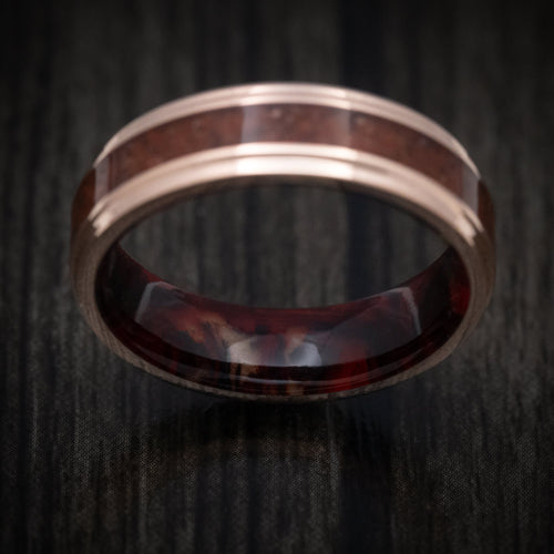 Kauri XVI - 14K Gold and Dinosaur Bone Inlay Men's Wedding Ring with DiamondCast Sleeve - view 3 - Nura Lab