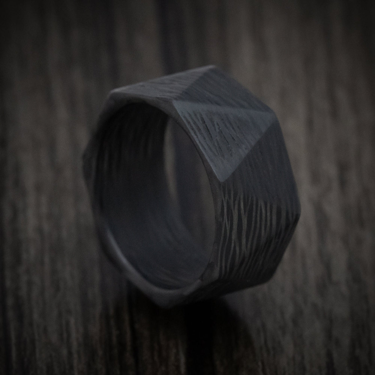 North XV - Faceted Side-Cut Carbon Fiber Men's Wedding Ring - Nura Lab