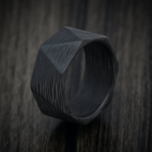 North XV - Faceted Side-Cut Carbon Fiber Men's Wedding Ring - view 4 - Nura Lab