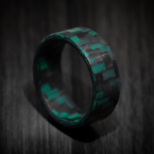 King Edward XIV - Carbon Fiber Green Glow Men's Wedding Ring - Nura Lab