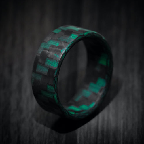 King Edward XIV - Carbon Fiber Green Glow Men's Wedding Ring - view 4 - Nura Lab