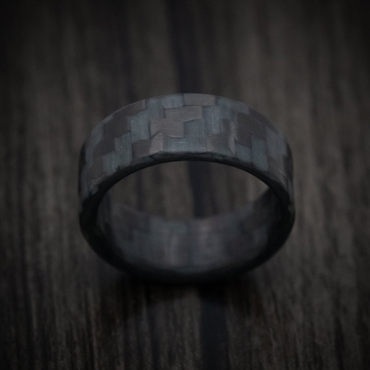 King Edward XIV - Carbon Fiber Green Glow Men's Wedding Ring - view 2 - Nura Lab