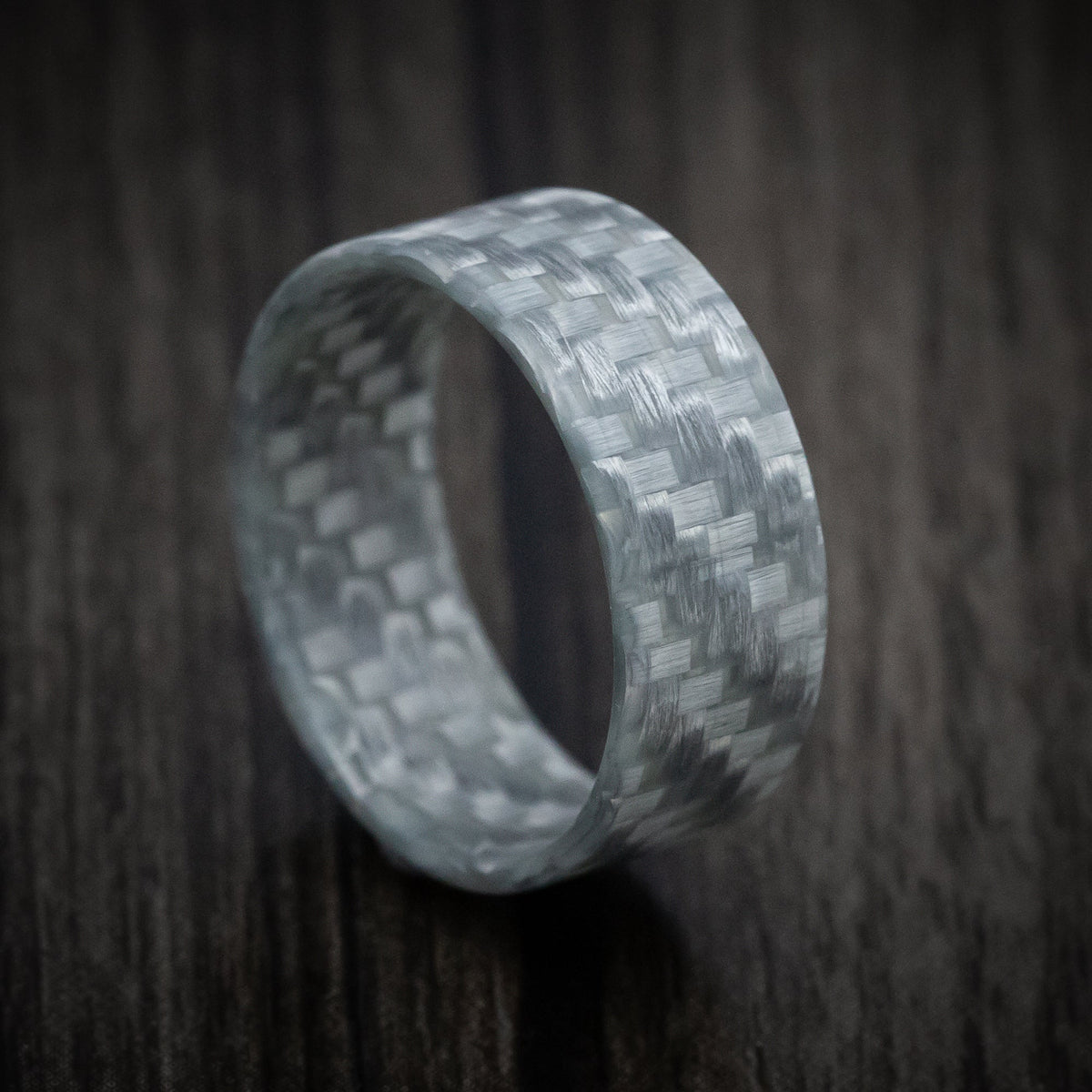 Hunter XIV - Silver Texalium Carbon Fiber Men's Wedding Ring - Nura Lab