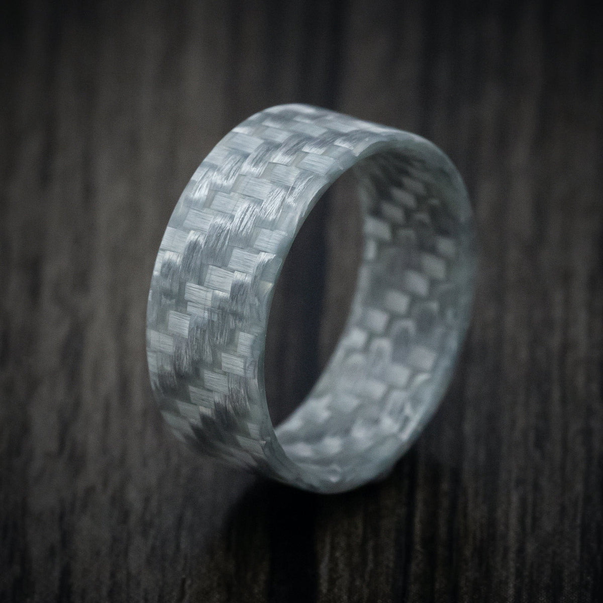 Hunter XIV - Silver Texalium Carbon Fiber Men's Wedding Ring - view 4 - Nura Lab