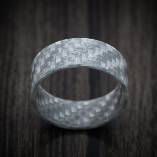 Hunter XIV - Silver Texalium Carbon Fiber Men's Wedding Ring - view 2 - Nura Lab