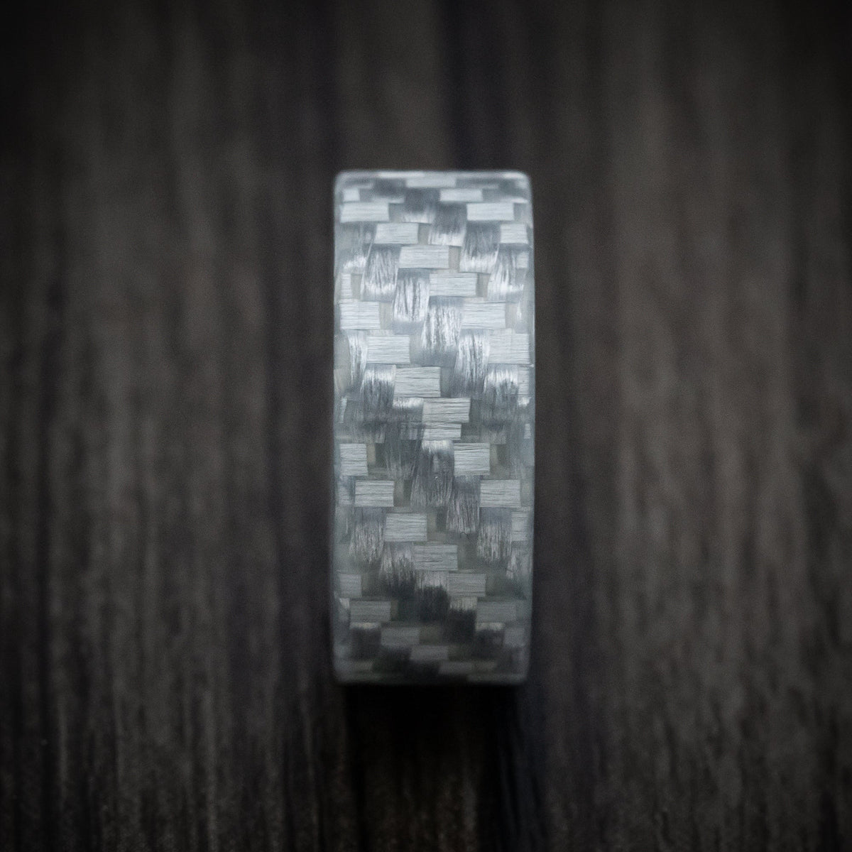 Hunter XIV - Silver Texalium Carbon Fiber Men's Wedding Ring - view 3 - Nura Lab