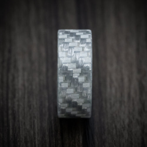 Hunter XIV - Silver Texalium Carbon Fiber Men's Wedding Ring - view 3 - Nura Lab
