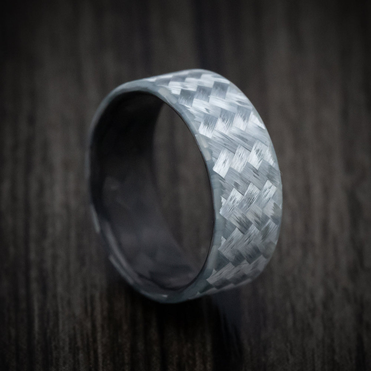 Pioneer XIV - Silver Texalium and Black Carbon Fiber Men's Wedding Ring - Nura Lab