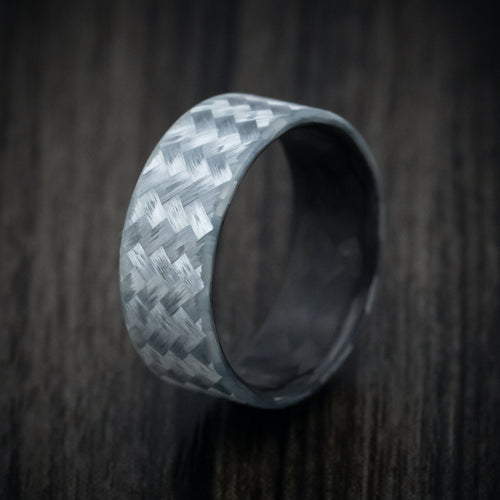 Pioneer XIV - Silver Texalium and Black Carbon Fiber Men's Wedding Ring - view 4 - Nura Lab