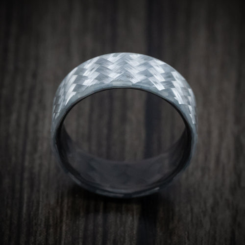 Pioneer XIV - Silver Texalium and Black Carbon Fiber Men's Wedding Ring - view 2 - Nura Lab
