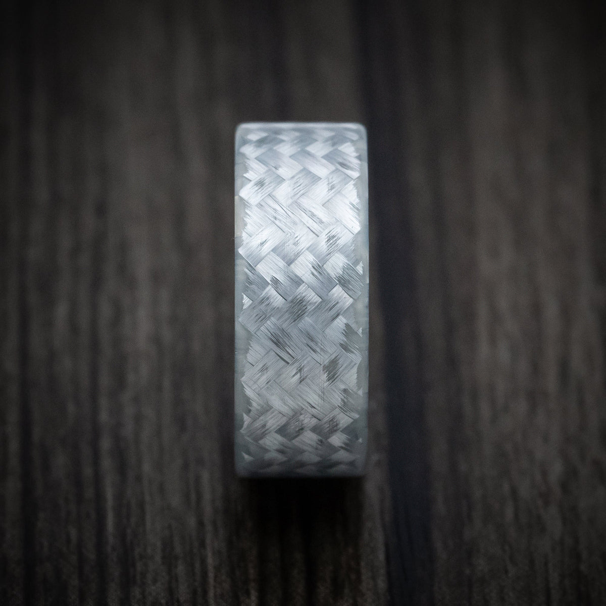 Pioneer XIV - Silver Texalium and Black Carbon Fiber Men's Wedding Ring - view 3 - Nura Lab