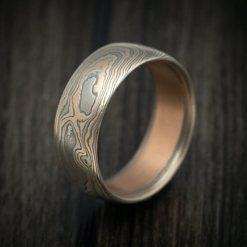 Evernorth XII - Handmade 14K Mokume Gane Woodgrain Pattern Men's Wedding Ring - view 4 - Nura Lab