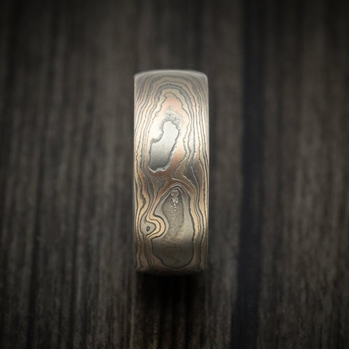 Evernorth XII - Handmade 14K Mokume Gane Woodgrain Pattern Men's Wedding Ring - view 3 - Nura Lab
