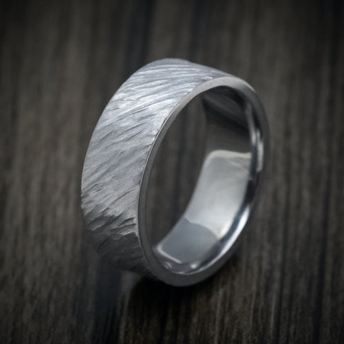 Endeavour XIII - Tantalum Angled Tree Bark Finish Men's Wedding Ring - view 4 - Nura Lab