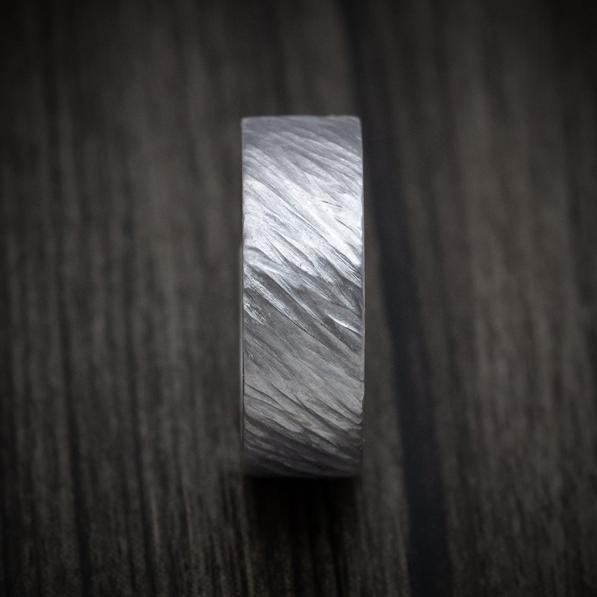 Endeavour XIII - Tantalum Angled Tree Bark Finish Men's Wedding Ring - view 3 - Nura Lab