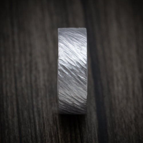 Endeavour XIII - Tantalum Angled Tree Bark Finish Men's Wedding Ring - view 3 - Nura Lab