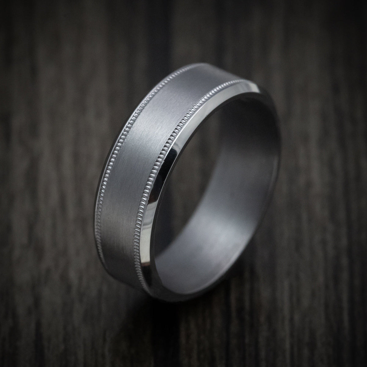 Mariner XIII - Tantalum Band with Millgrain and Satin Finish Men's Wedding Ring - view 4 - Nura Lab