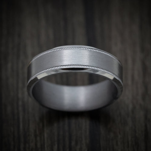 Mariner XIII - Tantalum Band with Millgrain and Satin Finish Men's Wedding Ring - view 2 - Nura Lab