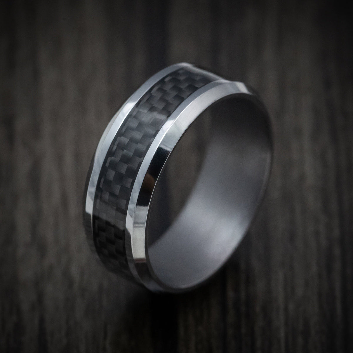 Albatross XIII - Tantalum Band with Carbon Fiber Inlay Men's Wedding Ring - view 4 - Nura Lab