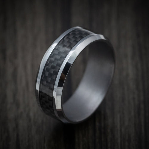 Albatross XIII - Tantalum Band with Carbon Fiber Inlay Men's Wedding Ring - view 4 - Nura Lab