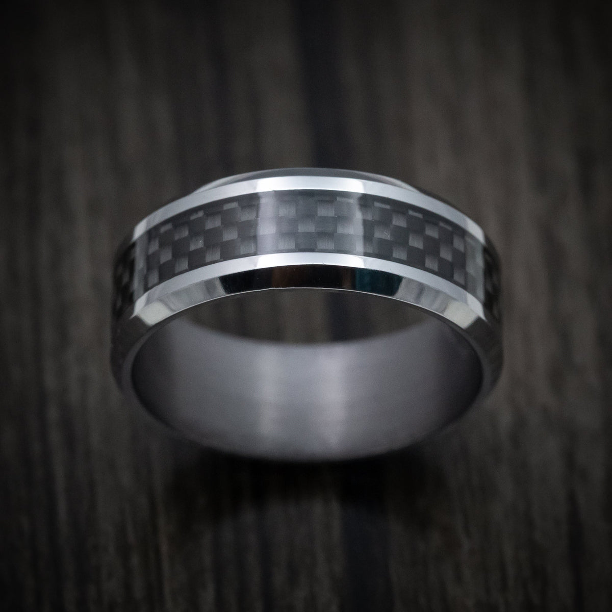 Albatross XIII - Tantalum Band with Carbon Fiber Inlay Men's Wedding Ring - view 2 - Nura Lab