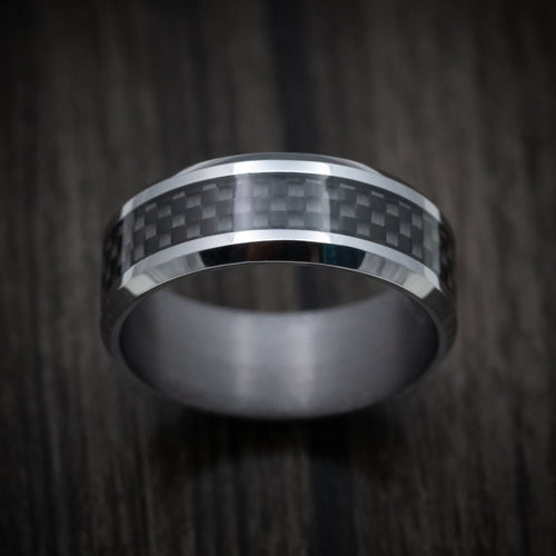 Albatross XIII - Tantalum Band with Carbon Fiber Inlay Men's Wedding Ring - view 2 - Nura Lab