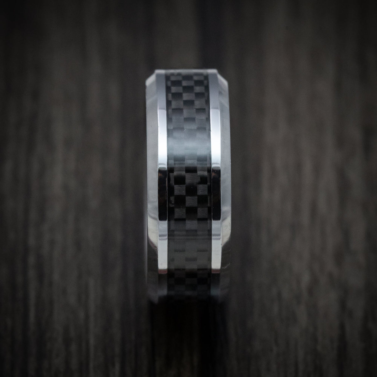 Albatross XIII - Tantalum Band with Carbon Fiber Inlay Men's Wedding Ring - view 3 - Nura Lab