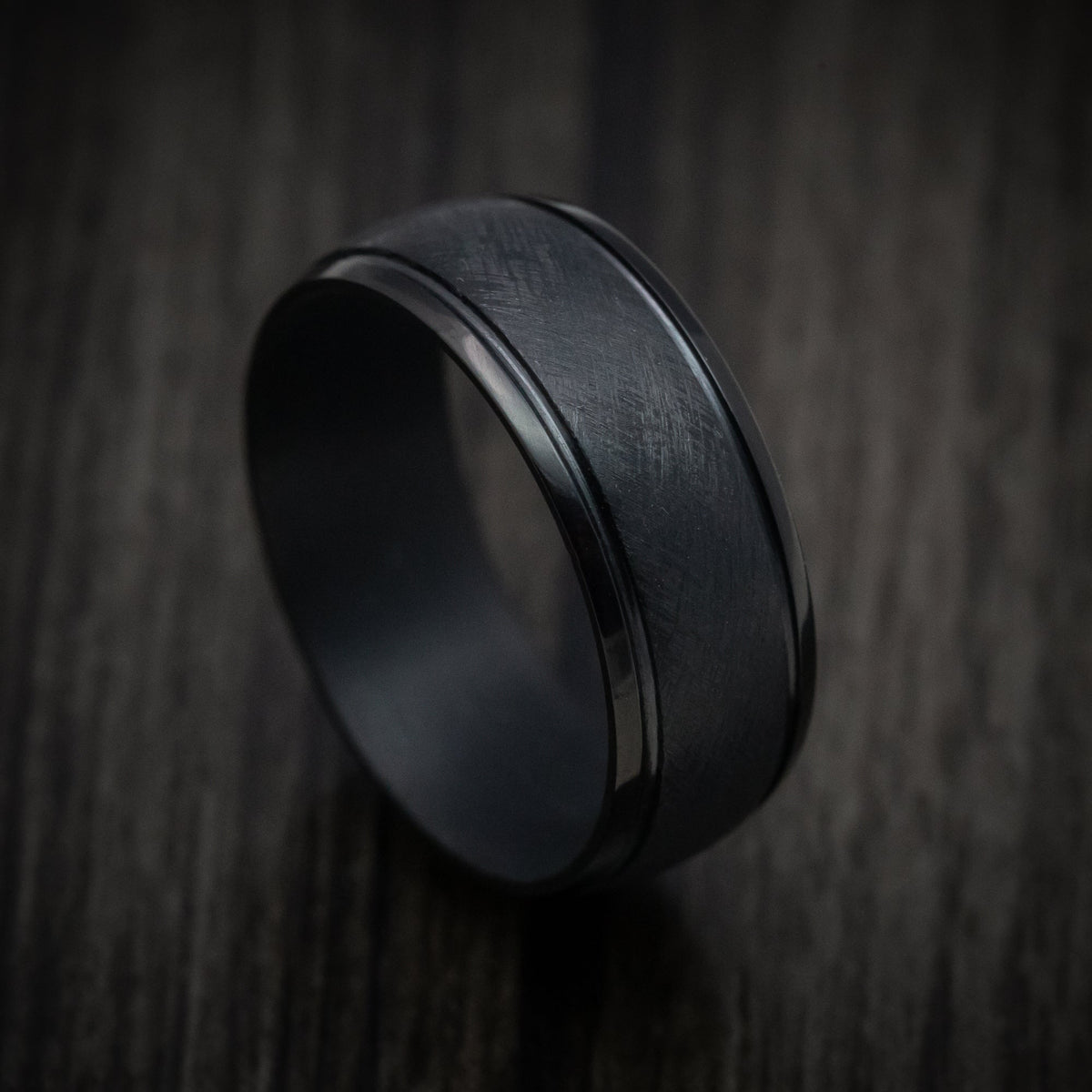 Maverick XIII - Black Tantalum Band with Distressed Finish Men's Wedding Ring - Nura Lab