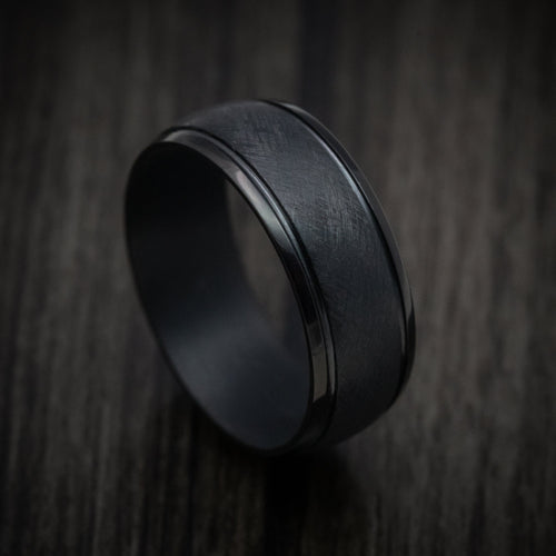 Maverick XIII - Black Tantalum Band with Distressed Finish Men's Wedding Ring - Nura Lab