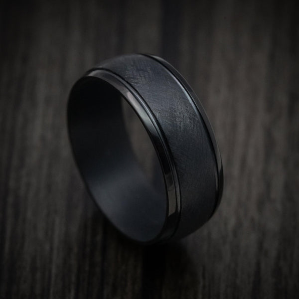 Maverick XIII - Black Tantalum Band with Distressed Finish Men's Wedding Ring