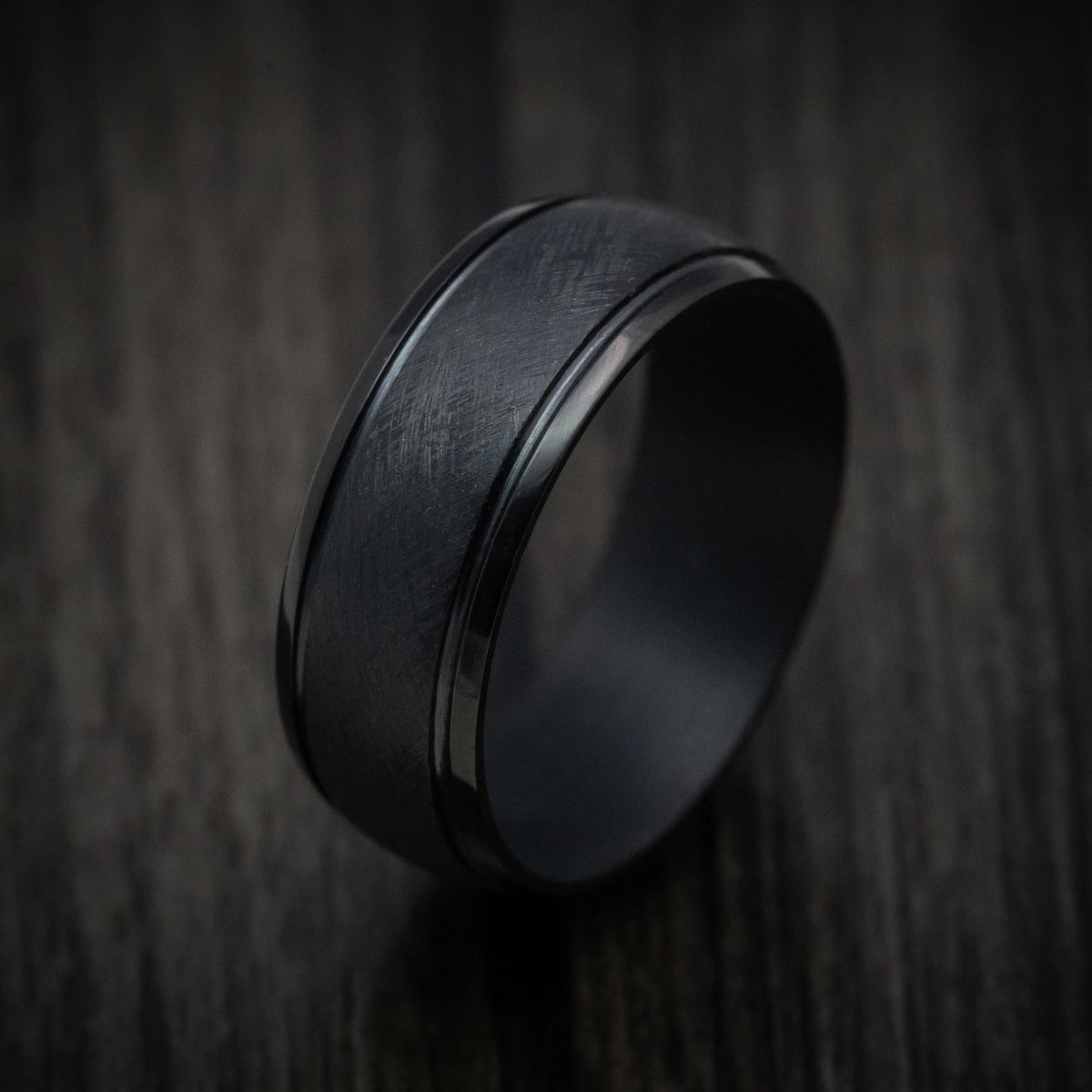 Maverick XIII - Black Tantalum Band with Distressed Finish Men's Wedding Ring - view 4 - Nura Lab