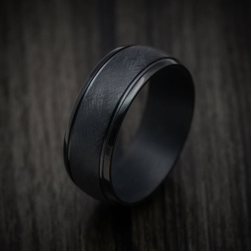 Maverick XIII - Black Tantalum Band with Distressed Finish Men's Wedding Ring - view 4 - Nura Lab