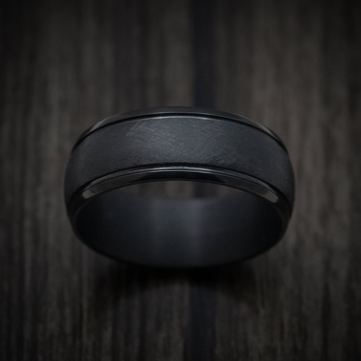 Maverick XIII - Black Tantalum Band with Distressed Finish Men's Wedding Ring - view 2 - Nura Lab