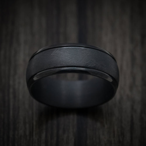 Maverick XIII - Black Tantalum Band with Distressed Finish Men's Wedding Ring - view 2 - Nura Lab