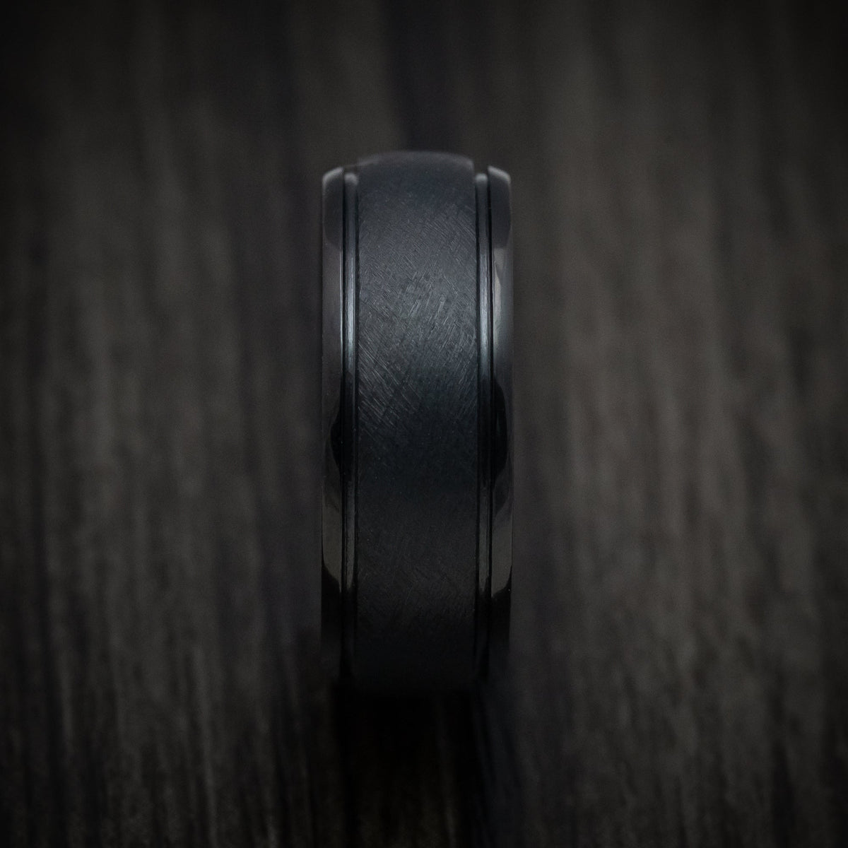 Maverick XIII - Black Tantalum Band with Distressed Finish Men's Wedding Ring - view 3 - Nura Lab