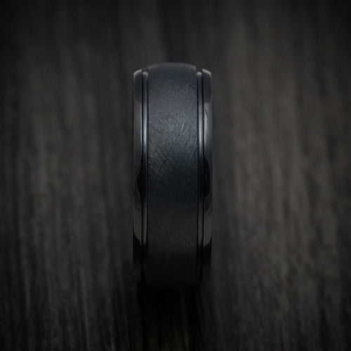 Maverick XIII - Black Tantalum Band with Distressed Finish Men's Wedding Ring - view 3 - Nura Lab