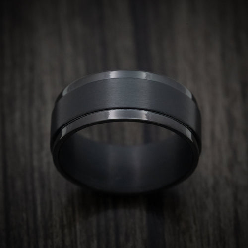 Dusk XIII - Black Tantalum Band with Satin Finish Men's Wedding Ring - view 2 - Nura Lab