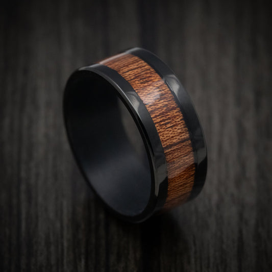 Valor XIII - Black Tantalum Band with Wood Inlay Men's Wedding Ring - Nura Lab