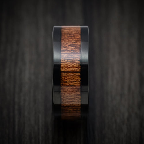 Valor XIII - Black Tantalum Band with Wood Inlay Men's Wedding Ring - view 3 - Nura Lab