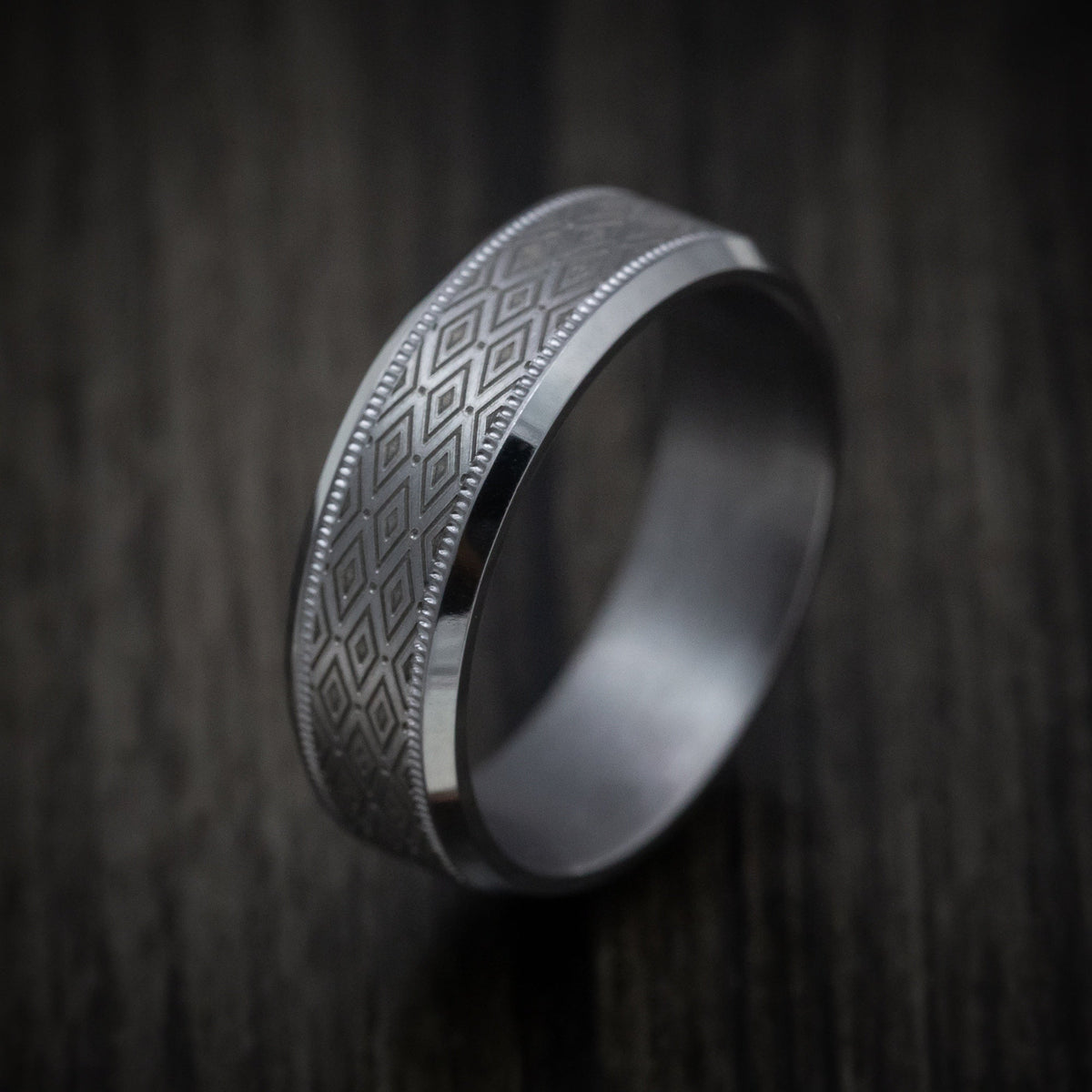 Redwood XIII - Tantalum Band with Harlequin Pattern Men's Wedding Ring - view 4 - Nura Lab