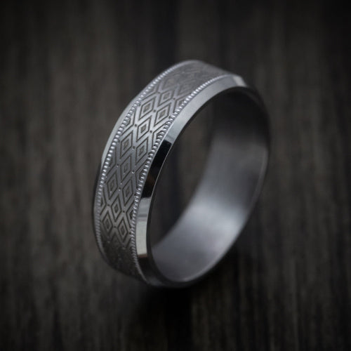 Redwood XIII - Tantalum Band with Harlequin Pattern Men's Wedding Ring - view 4 - Nura Lab