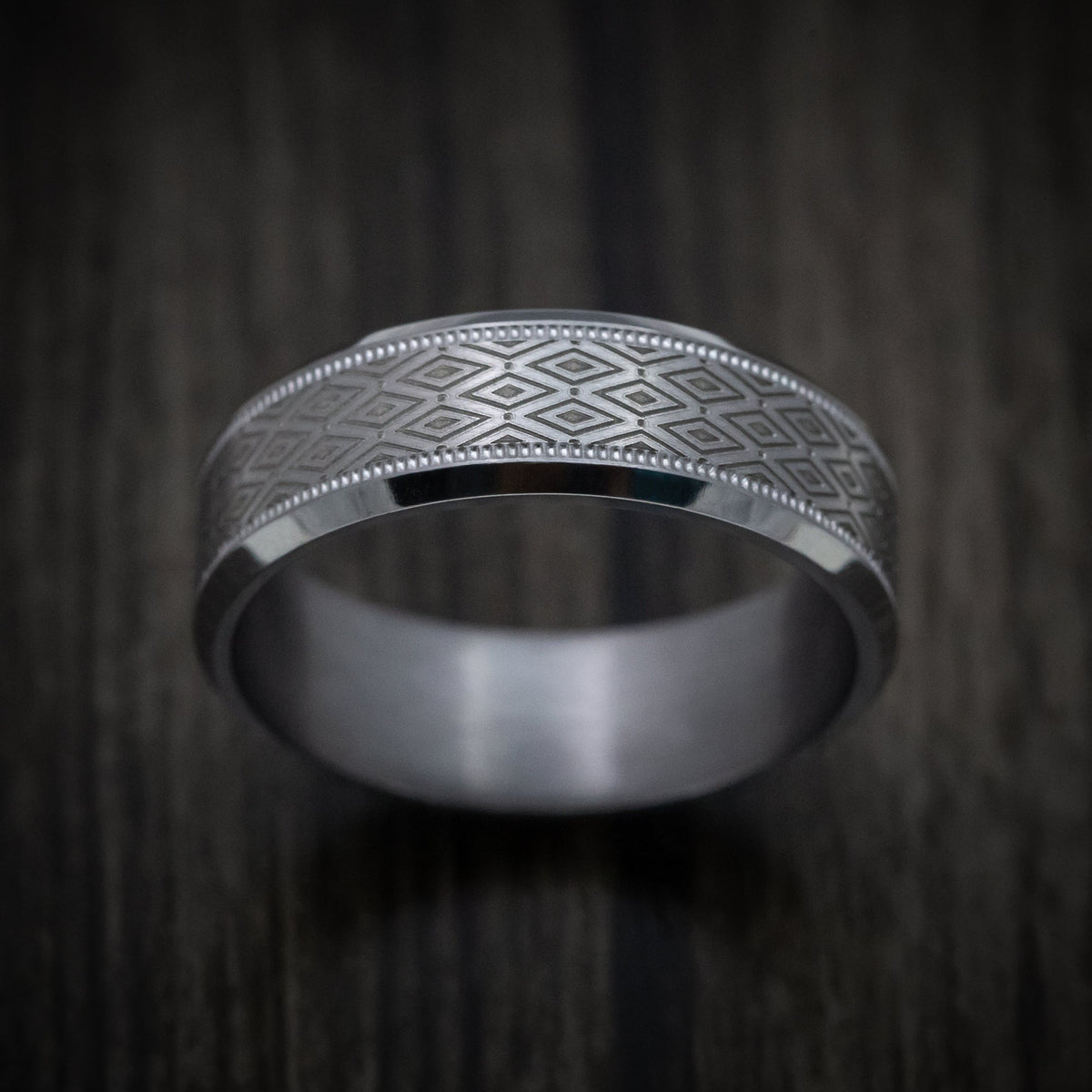 Redwood XIII - Tantalum Band with Harlequin Pattern Men's Wedding Ring - view 2 - Nura Lab