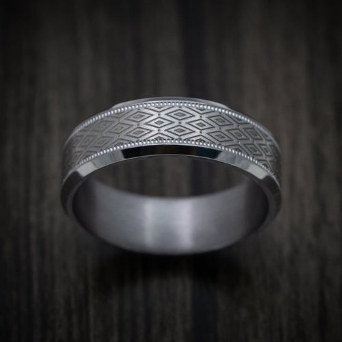 Redwood XIII - Tantalum Band with Harlequin Pattern Men's Wedding Ring - view 2 - Nura Lab