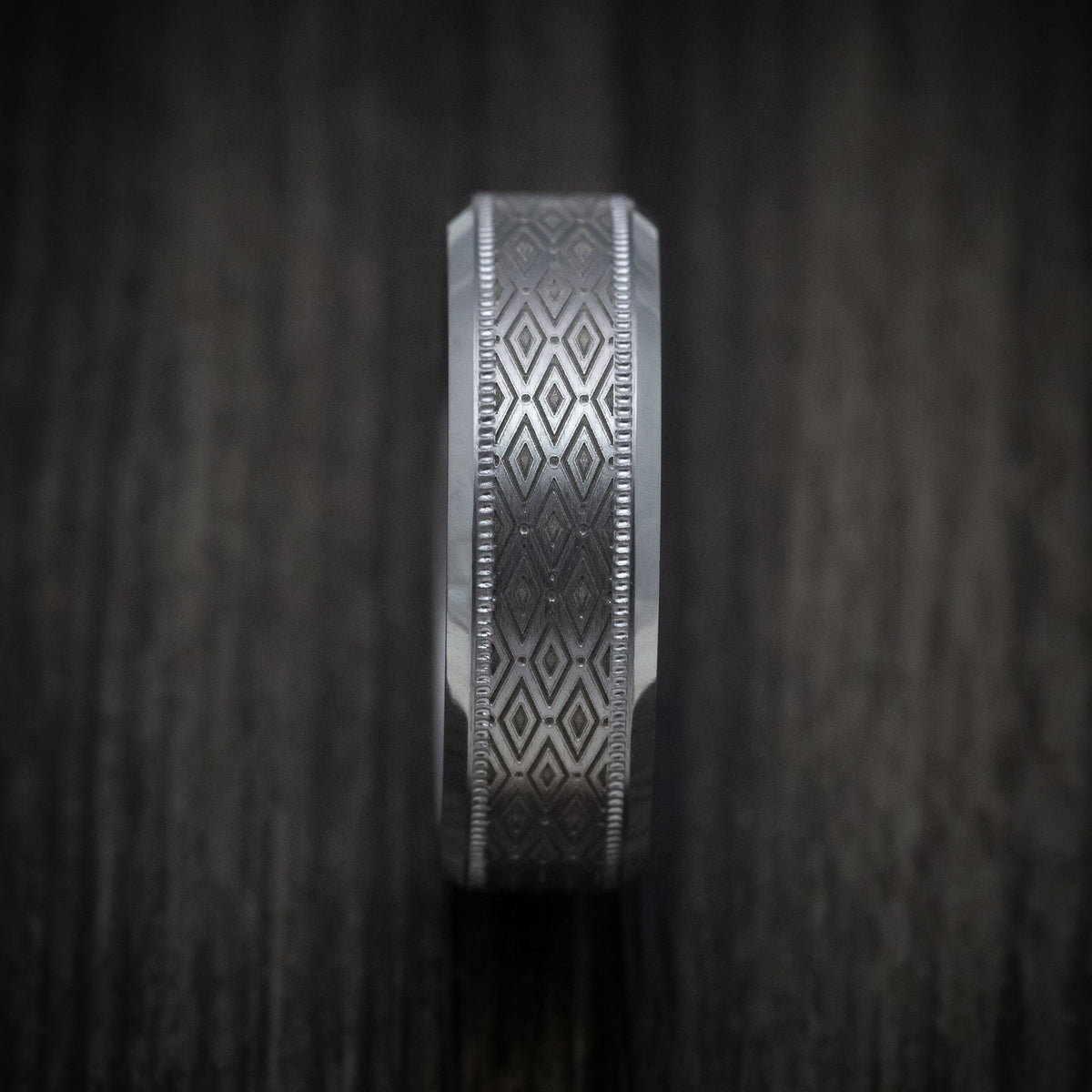 Redwood XIII - Tantalum Band with Harlequin Pattern Men's Wedding Ring - view 3 - Nura Lab