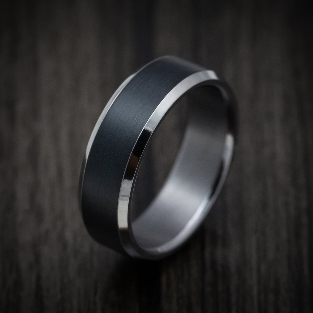 Hector XIII - Tantalum Band with Carbon Fiber Inlay Men's Wedding Ring - view 4 - Nura Lab